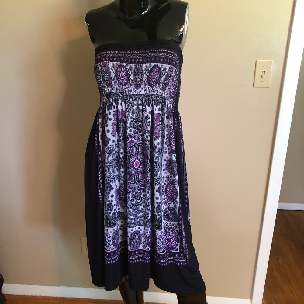Purple Strapless Dress, XL